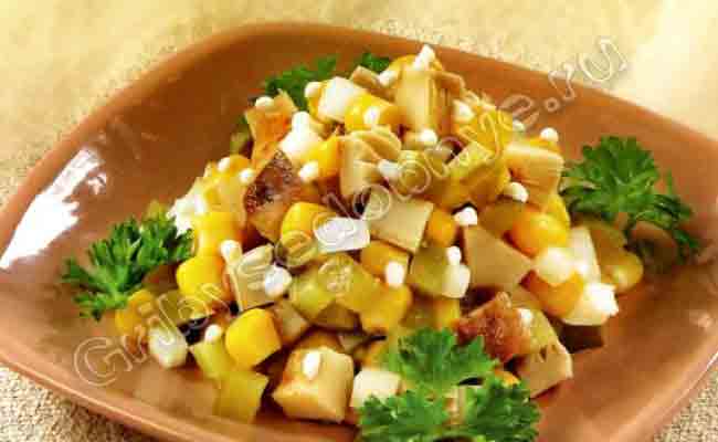 Рецепт приготовления грибного салата с кукурузой