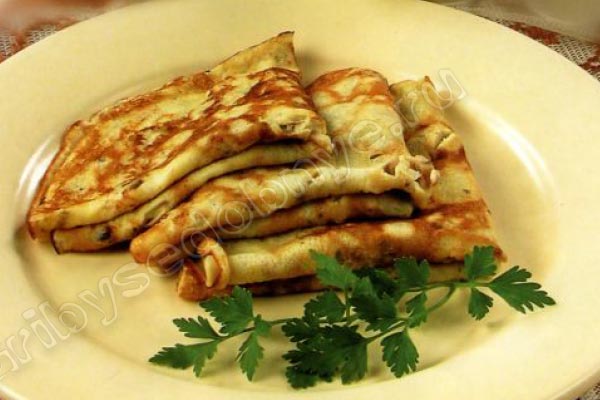Рецепт приготовления блинчиков на пиве с лесными грибами фото